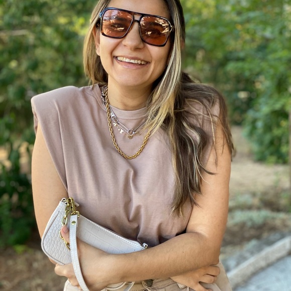 Most Wanted Mini Beige Minimal Bag with Leather and Chain Straps - Picture 7 of 11